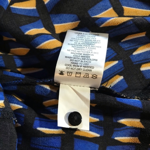 Rachel Zoe Small‎ Rayon Viscose Geometric Blouson Sleeve Smocked Cuff Top Office - Picture 10 of 10